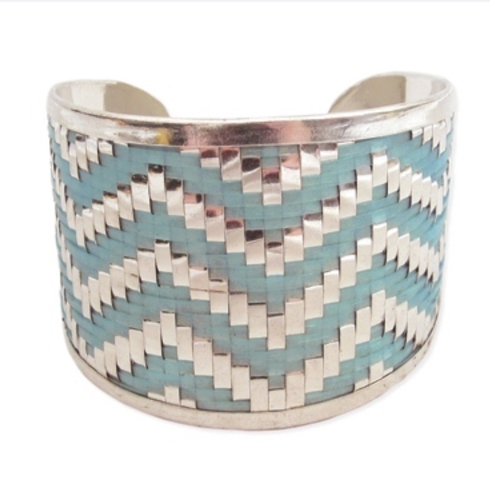 Turquoise Woven Chevron Cuff Bracelet